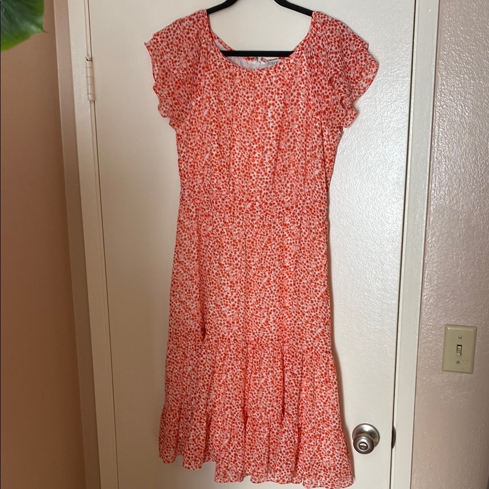 J. Crew Coral Floral Midi Dress